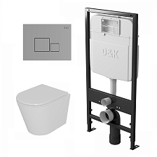 Комплект DK Унитаз подвесной безободковый (торнадо) DT1026516 белый, Инсталляция DI8055119, Клавиша смыва DB1519001 хром (DS1021610)