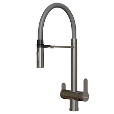 Смеситель для кухни 35k MIXLINE МЛНС-0401/MLSS-0401 СЕРЫЙ гиб.изл магнит,под.к фильтру,п/гайку САТИН (556010)