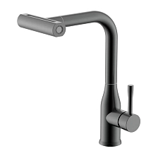 Смеситель Splenka для кухни мультирежимный поворотный выдвижной излив, графит (S206.49.09)