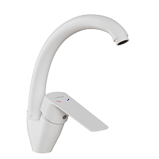 Смеситель для кухни 35k MIXLINE МЛ15-032(ML15-032W) выс.излив б/отв бок п/гайку (без подводки)БЕЛЫЙ (556659)