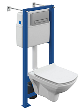 Комплект Cersanit  CARINA XL CO DPL EO slim инсталляция VECTOR кнопка BLICK пластик хром матовый (64440)