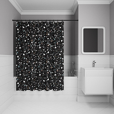 Штора для ванной, 200x180 см, Полиэстер, черный, IDDIS (BT02P18i11) 