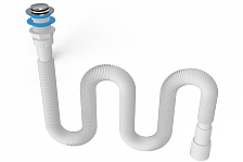 Сифон NOVA 1 1/2"- Ø40/50   гофрированный (удлиненный), с механизмом click-cluck, l=1400 мм (1201)