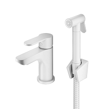 Смеситель Prohanss для раковины с гигиеническим душем монолитный, белый (P64.12.08)