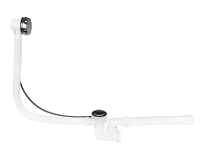 Сифон VIANT  "ПРОФИ" для ванны, регулируемый, с полуавтоматическим сливом, с нерж. чашкой Ø70 мм, с гофр. трубой Ø40-40/50 L600 мм (VV-372)