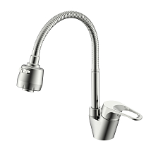 Смеситель Splenka для кухни 2-х режимный гибкий поворотный излив, сатин (S202.47.05)