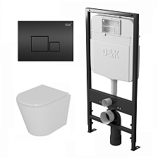 Комплект DK Унитаз подвесной безободковый (торнадо) DT1026516 черный, Инсталляция DI8055119, Клавиша смыва DB1519025 черный (DS1021612)