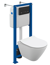 Комплект Cersanit  CITY SMART CO DPL EO slim инсталляция VECTOR кнопка ESTETICA пластик черный матов (68305)