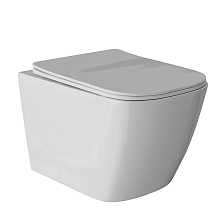 Унитаз подвесной безободковый WAVE КВАДРО/QUADRO сид. дюропласт, м/л, быстр (XL) (550506)