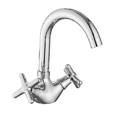 Смеситель Splenka для раковины вентильный С-образный поворотный излив, хром (S80.13)