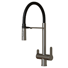 Смеситель для кухни 35k MIXLINE МЛНС-0401/MLSS-0401 ЧЕРНЫЙ гиб.из.магнит,под.к фильтру,п/гайку САТИН (556013)