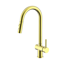 Смеситель Splenka для кухни 2-х режимный поворотный выдвижной излив, сатин золотой (S204.49.03)
