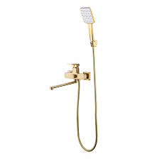 Смеситель Prohanss для ванны и душа универсальный поворотный излив 30 см, золотой сатин (P60.22.03)