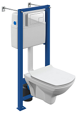 Комплект Cersanit  CARINA XL CO DPL EO slim инсталляция VECTOR кнопка CORNER пластик белый (64119)