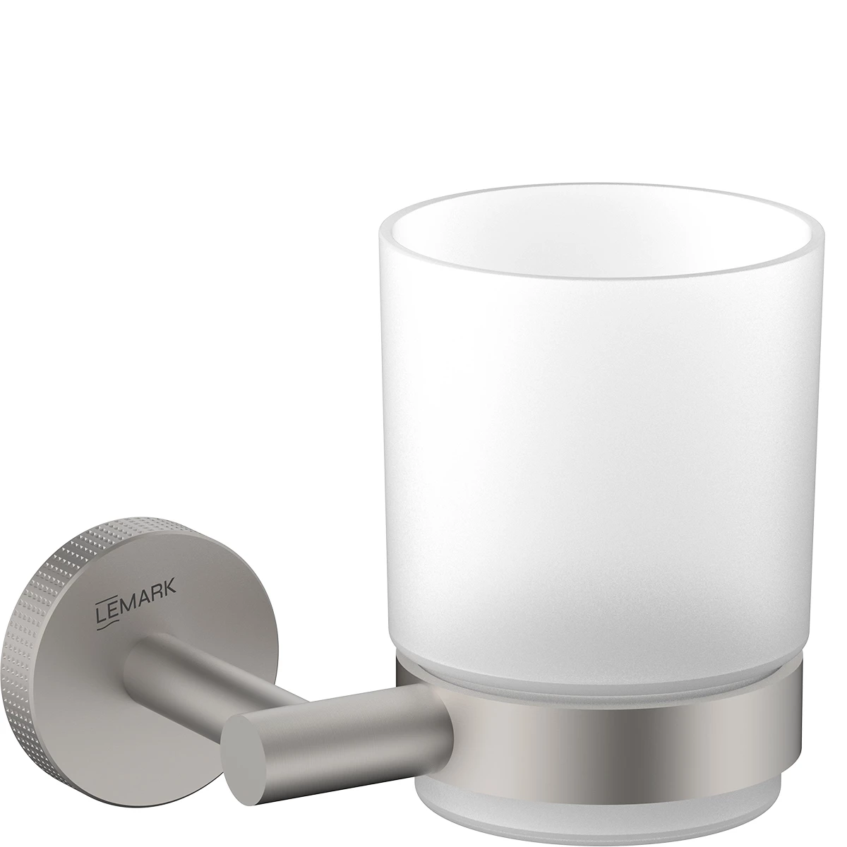 Стакан для ванной Lemark BELUGA подвесной, сталь, стекло, брашированный никель (LMA-8035S-BN)