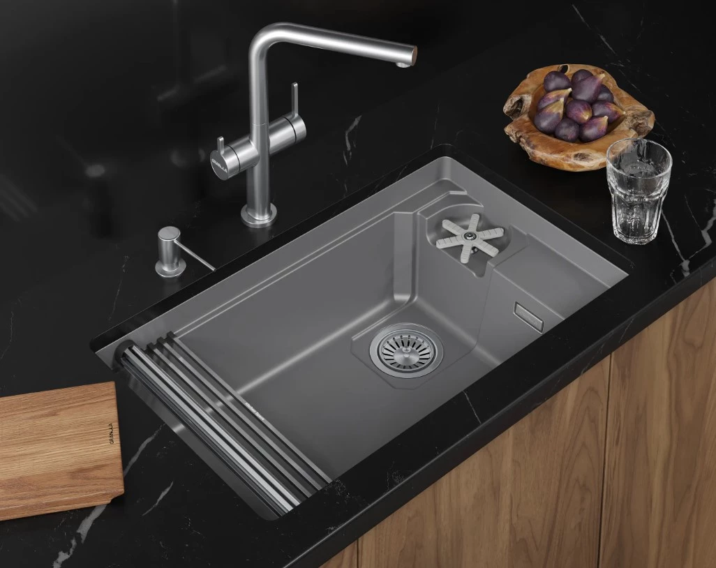 Кухонная мойка GRANULA KITCHEN SPACE RINZER кварц (7309RU, АЛЮМИНИУМ) - фото 1