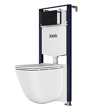 Комплект 3в1: подвесной унитаз, инсталляция и черная клавиша смыва IDDIS Basic (BASTQ02i73)