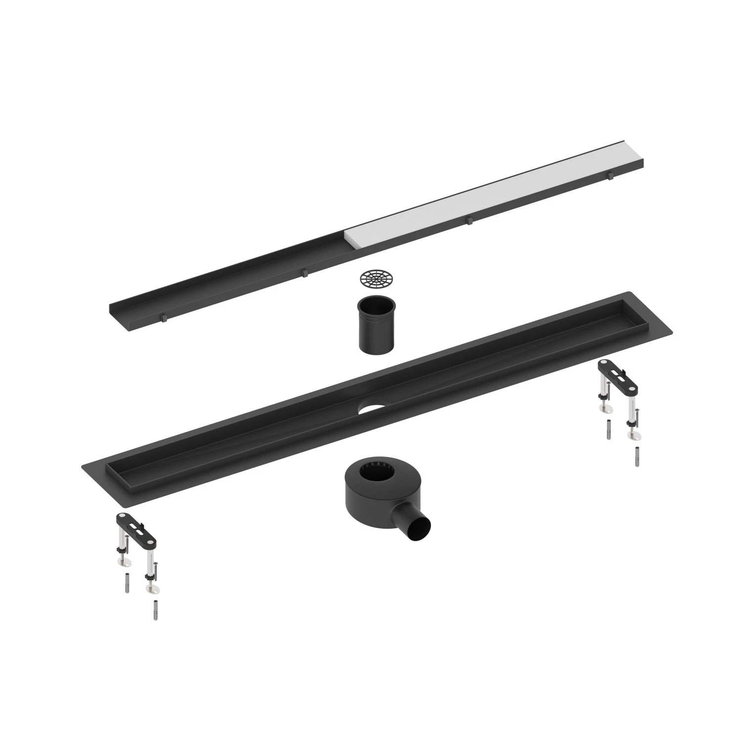 Душевой лоток TIMO Drain System 600 с двусторонней панелью "plate" под плитку, Чёрный (DS230206/03) - фото 1