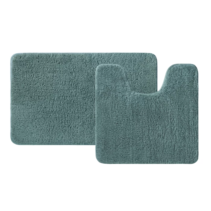Набор ковриков для ванной комнаты, 50х80 + 50х50, микрофибра, темно-зеленый, IDDIS (BSET06Mi13) - фото 1