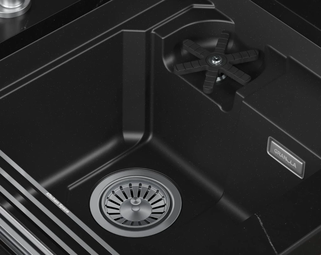 Кухонная мойка GRANULA KITCHEN SPACE RINZER кварц (5505RU, ШВАРЦ) - фото 5