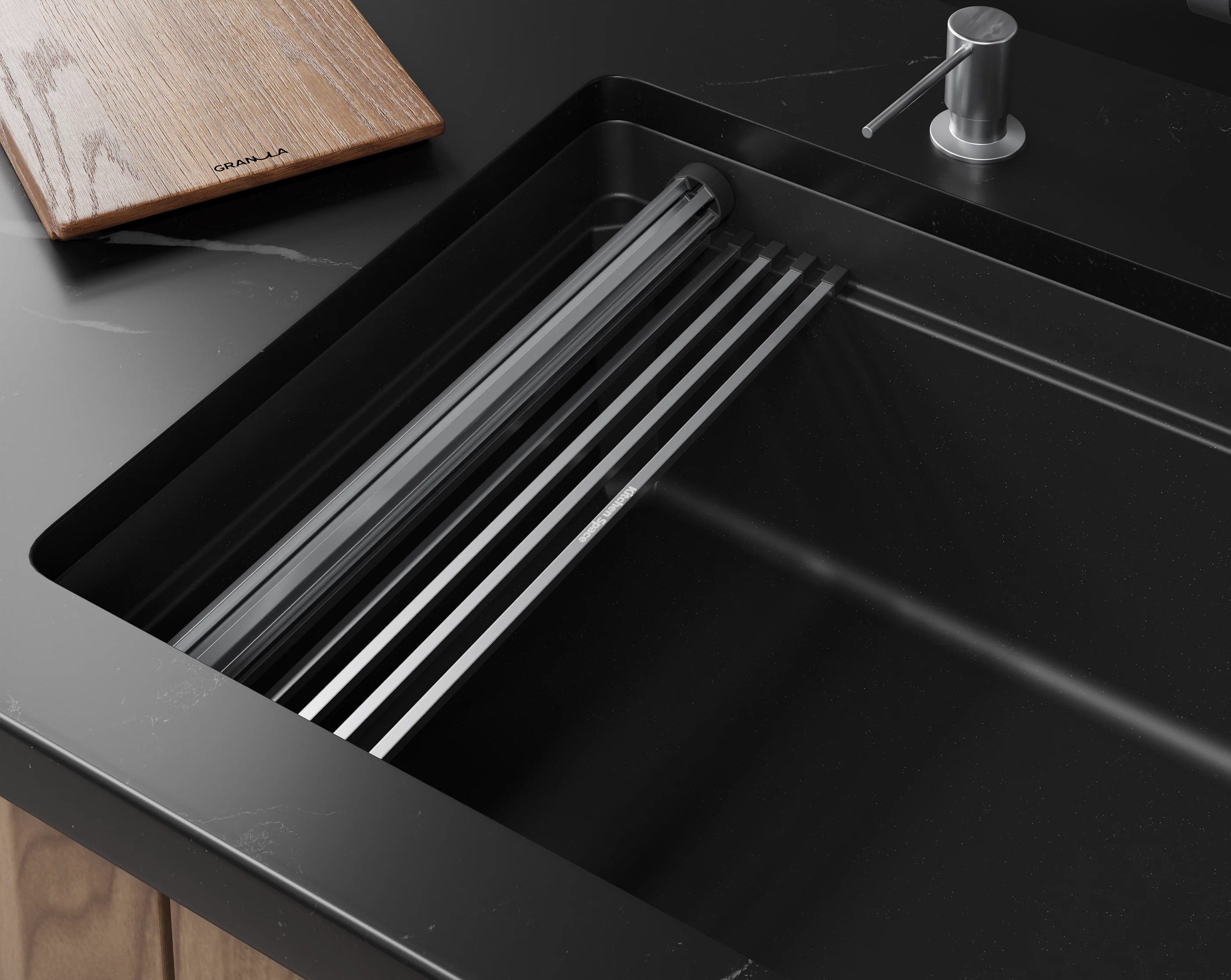Кухонная мойка GRANULA KITCHEN SPACE RINZER кварц (7309RU, ШВАРЦ) - фото 3