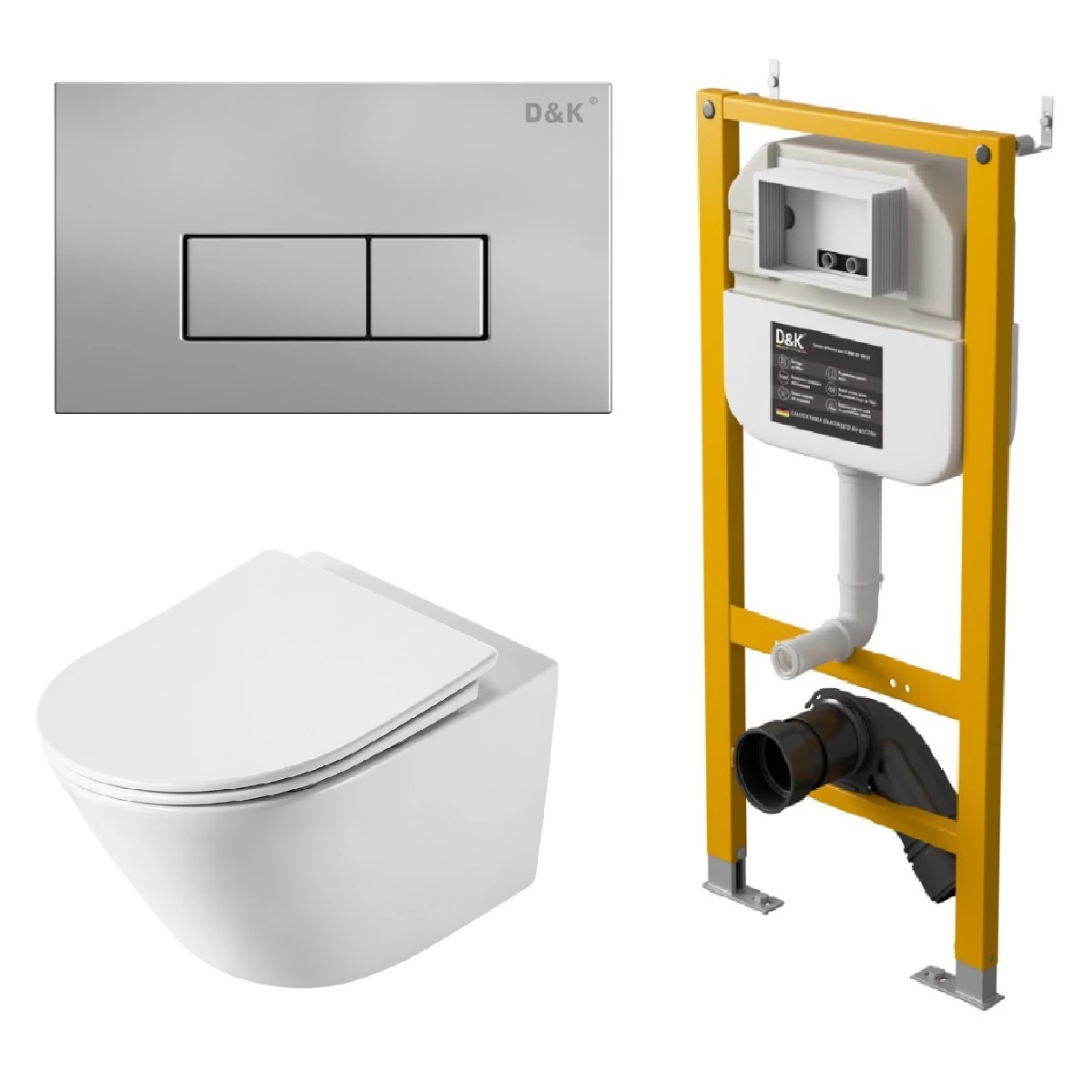 Комплект DQ унитаз DT1476516, инсталляция DI8050127, клавиша смыва DB1499002 (DS1471607) - фото 1