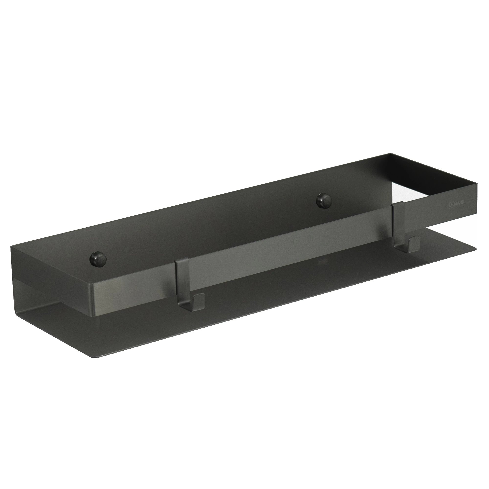 Полка для душа прямая Lemark SHELF LINE 400 мм из нерж. стали с крючками, графит (9776054) Полка для душа прямая Lemark SHELF LINE 400 мм из нерж. стали с крючками, графит (9776054) - фото 1