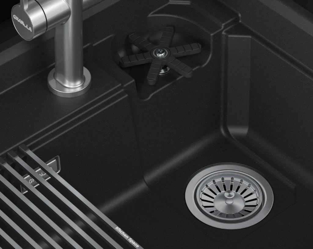 Кухонная мойка GRANULA KITCHEN SPACE RINZER кварц (7308R, ЧЁРНЫЙ) - фото 2
