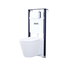 Комплект 3в1: подвесной унитаз, инсталляция и клавиша смыва белая, Basic, IDDIS (BASC030i73)