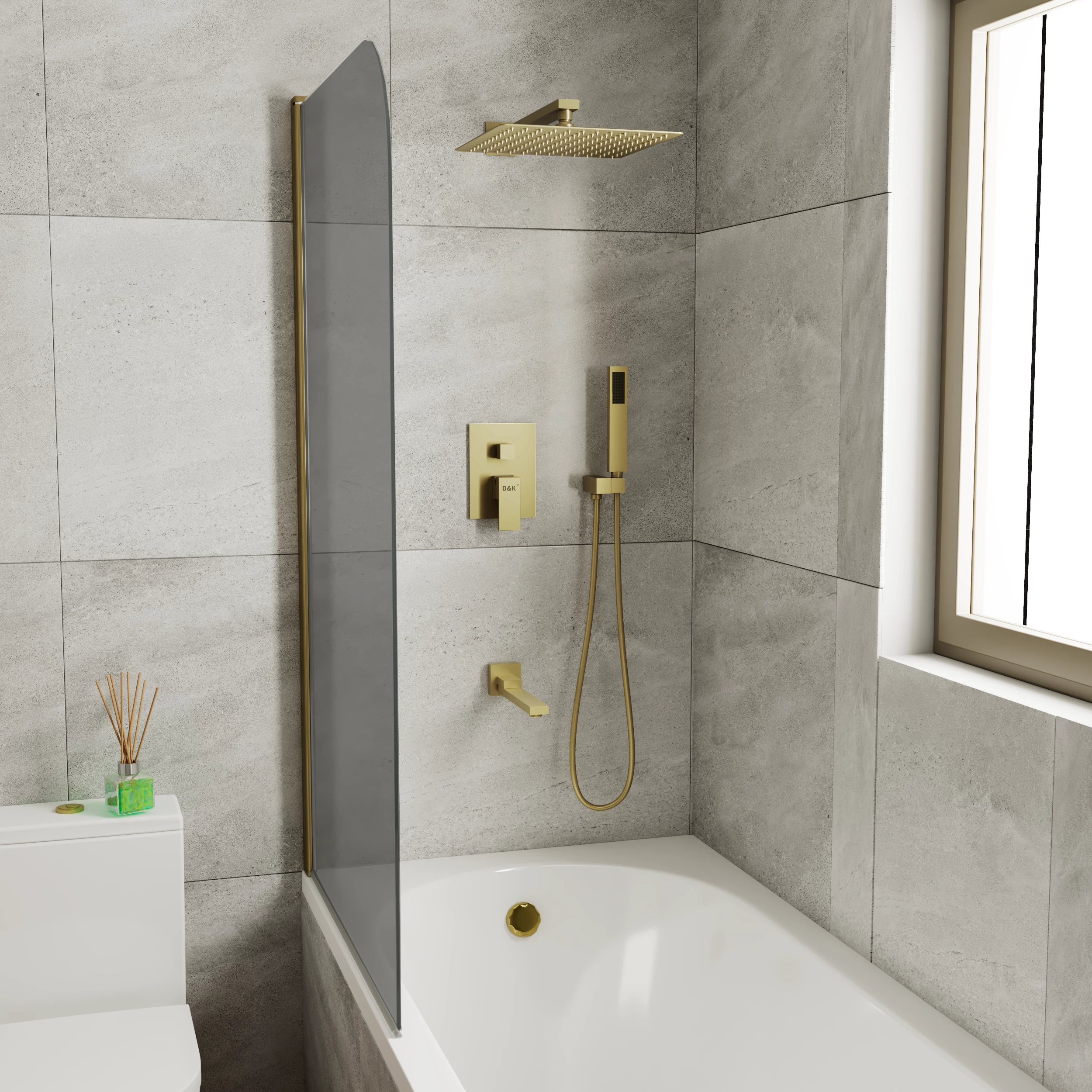Душевая система для ванны и душа DK встраиваемая с изливом матовое золото Bayern.Liszt (DA1515607A04) - фото 2