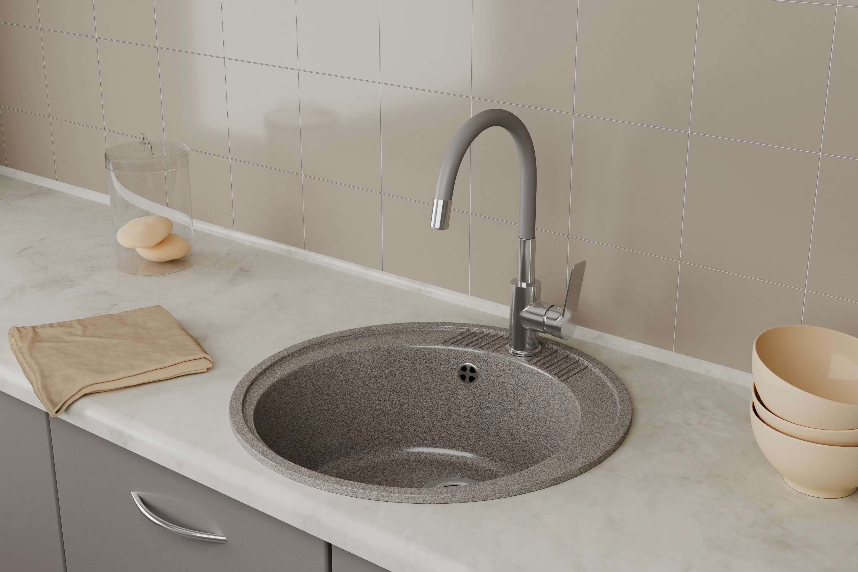 Смеситель для кухонной мойки с гибким изливом RUSH Siple (SI7335-60Grey) Смеситель для кухонной мойки с гибким изливом RUSH Siple (SI7335-60Grey) - фото 2