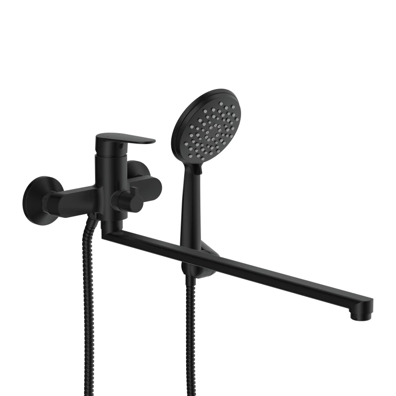 Смеситель для ванны CERSANIT LARA с длинным изливом однорычажный черный (68157)