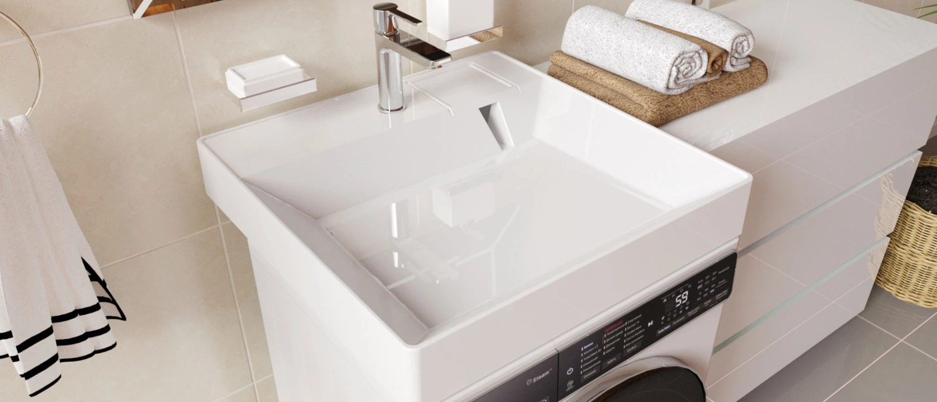 Раковина Andrea Cometa 60 для ванной комнаты подвесная/ для установки над стиральной машиной  (4680028071129) - фото 2
