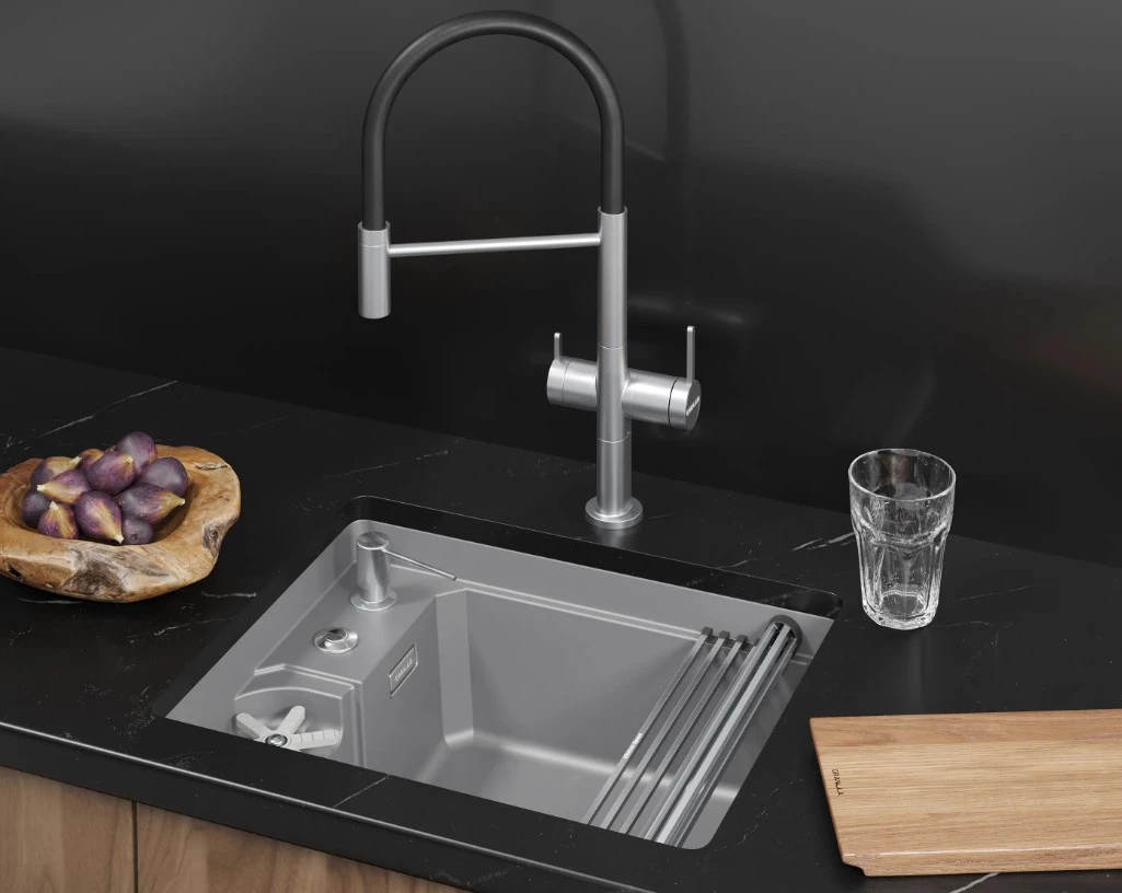 Кухонная мойка GRANULA KITCHEN SPACE RINZER кварц (5505RU, АЛЮМИНИУМ) - фото 3