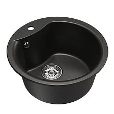 Мойкa MIXLINE ML-GM12 круглая  ультра-черная (344) 480мм (глуб. чаши 210) NEW (551841)