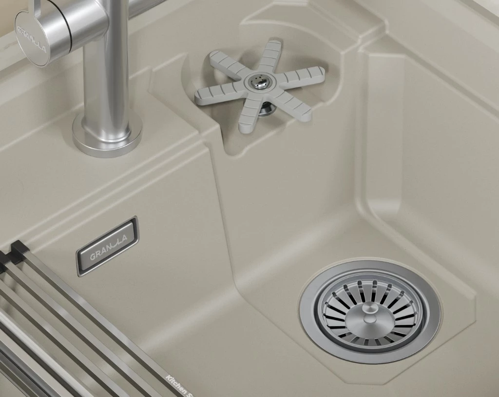 Кухонная мойка GRANULA KITCHEN SPACE RINZER кварц (5807R, КРЕМАН) - фото 3