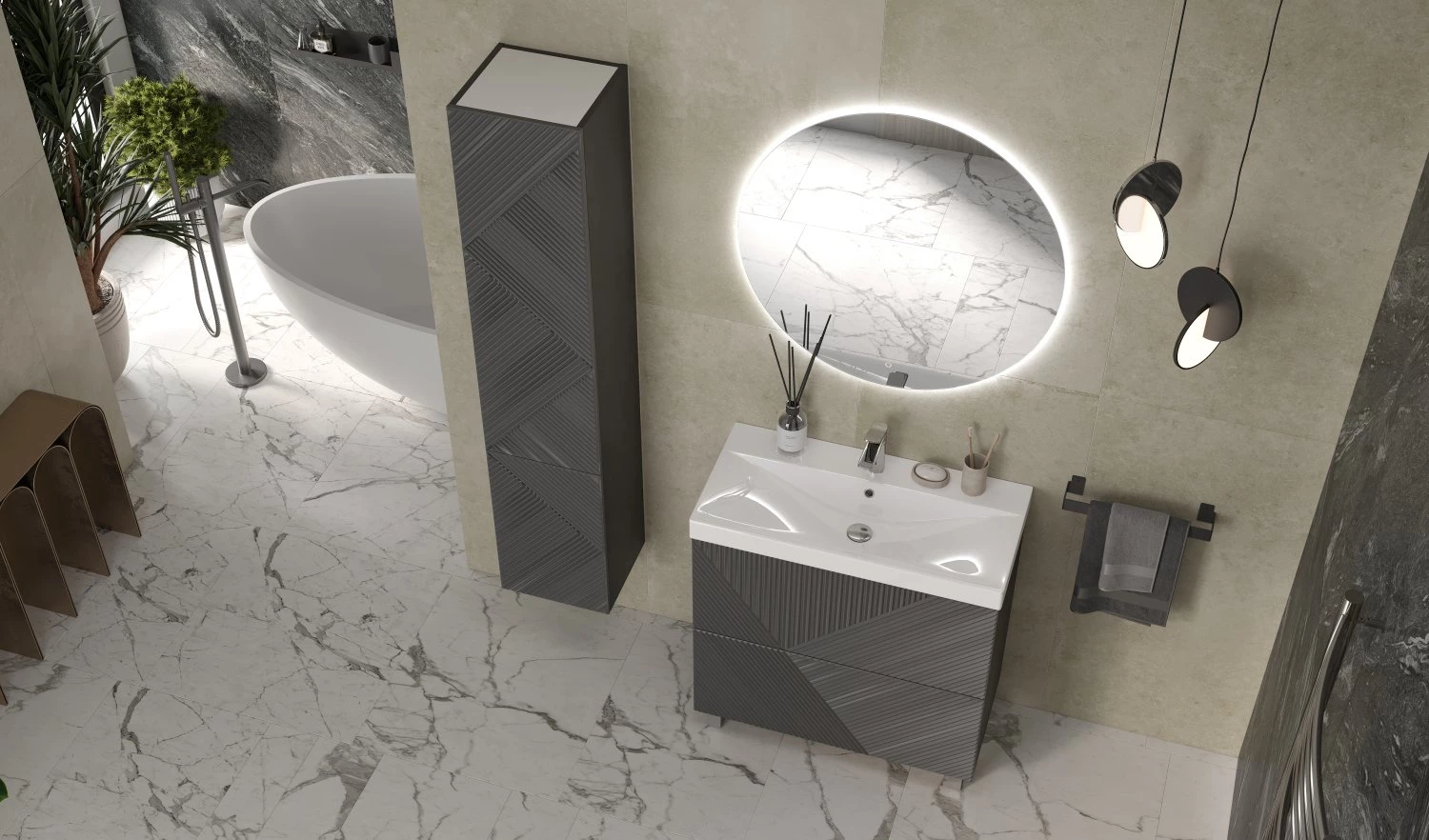 Пенал подвесной Velvex  Edge 350, графит (pp.EDG.35 графит) - фото 2
