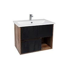 Тумба VIANT "Люксембург" 2 ящика подвесная черный446х706х560 под раковину 1WH501619 (Элина 75) (VLUX75ELCH-T2YP)