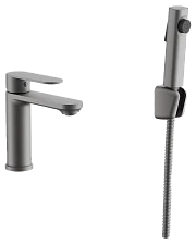 Смеситель для раковины BELZ с гигиенической лейкой оружейная сталь (B12713-3)