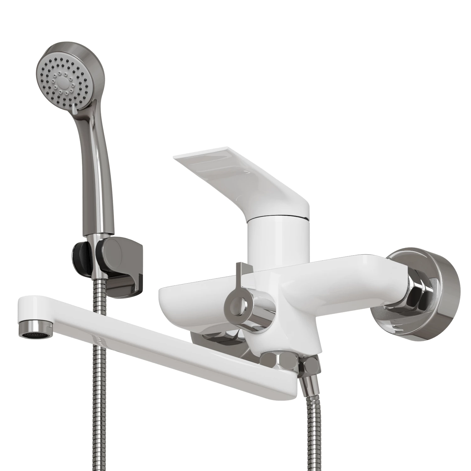 Смеситель для ванны и раковины MIXLINE ML41-02 "Swan White" 35k белый/хром (553910) Смеситель для ванны и раковины MIXLINE ML41-02 "Swan White" 35k белый/хром (553910) - фото 2