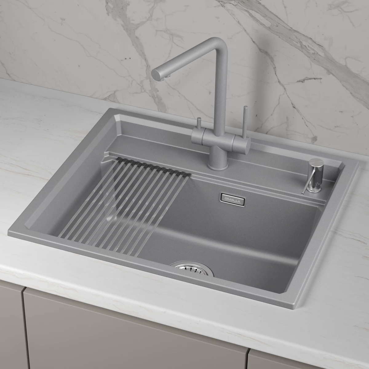 Кухонная мойка GRANULA кварц (6003i, АЛЮМИНИУМ) - фото 3