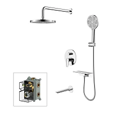 Душевая система скрытого монтажа с тропическим душем, ручным душем и изливом, глянцевый хром, Dale, Milardo, DALSB03M68