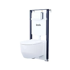 Комплект 3в1: подвесной унитаз, инсталляция и клавиша смыва белая, Basic, IDDIS (BASAI03i73)