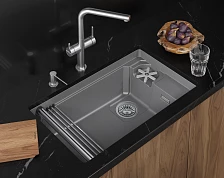 Кухонная мойка GRANULA KITCHEN SPACE RINZER кварц (7309RU, АЛЮМИНИУМ)