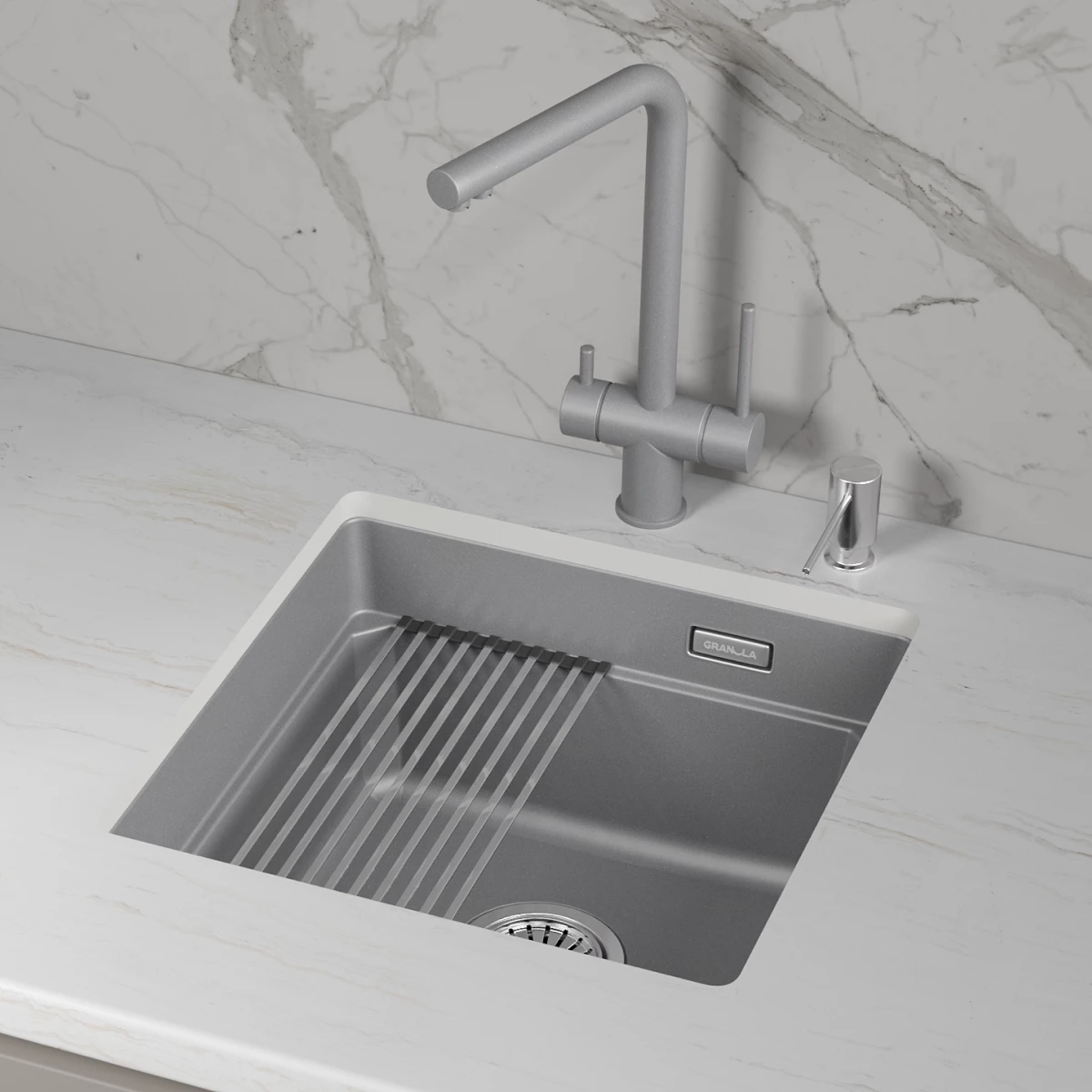 Кухонная мойка GRANULA кварц (4501iU, АЛЮМИНИУМ) - фото 3