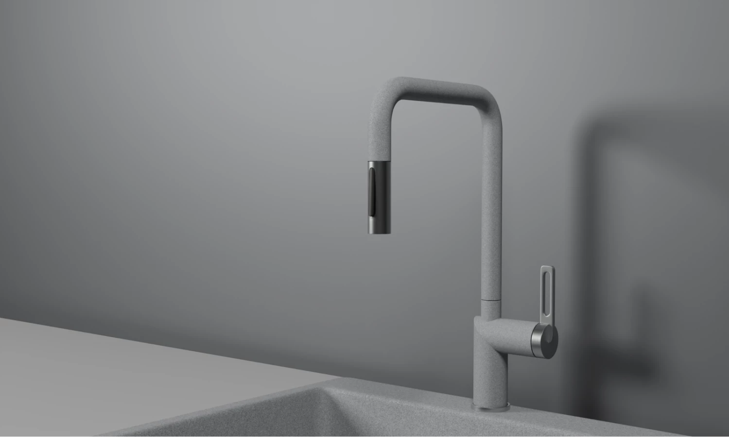 Смеситель для кухни GRANULA с выдвижным изливом (8173, БАЗАЛЬТ) - фото 1