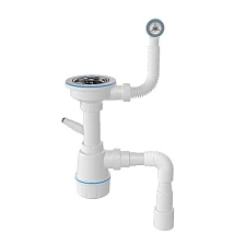 Сифон ULGRAN одинарный, с отводом под стиральную машину, с выпуском 3 ½, круглым переливом и гофротрубой (U-1)