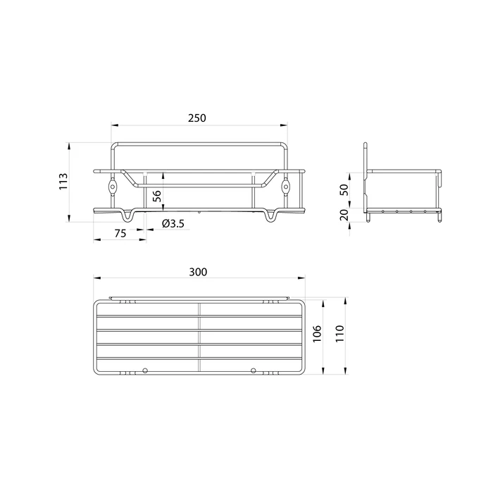 Полка одноярусная прямая Milardo Grid проволока стальная, хром (GRICS1CM44) Полка одноярусная прямая Milardo Grid проволока стальная, хром (GRICS1CM44) - фото 2