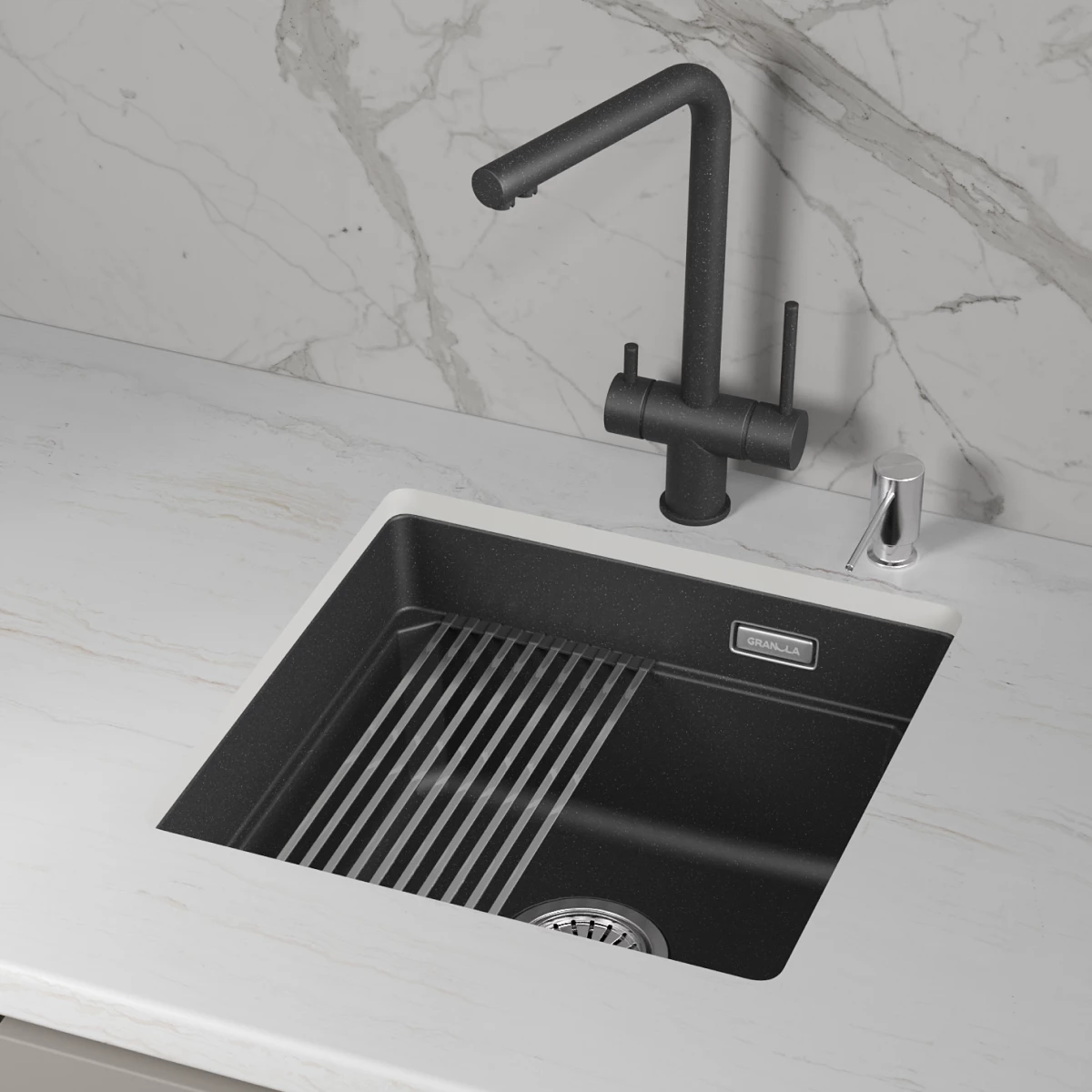 Кухонная мойка GRANULA кварц (4501iU, ЧЁРНЫЙ) - фото 3