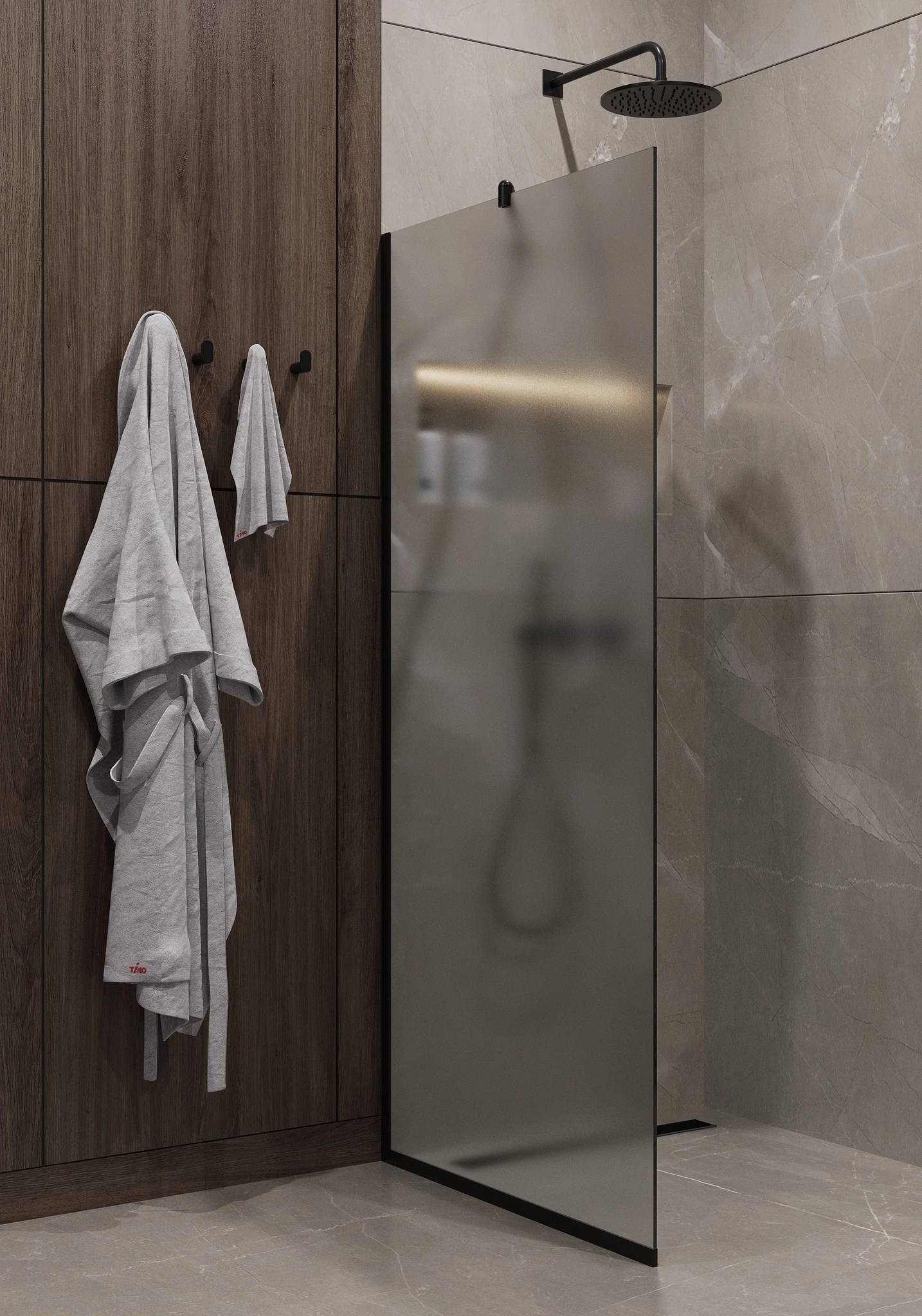 Душевая перегородка Timo TP-1190/03F-8 в узком профиле 1950*1190, стекло матовое 8 мм (T11) - фото 3